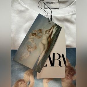 Zara White Tee with Birth of Venus  Print